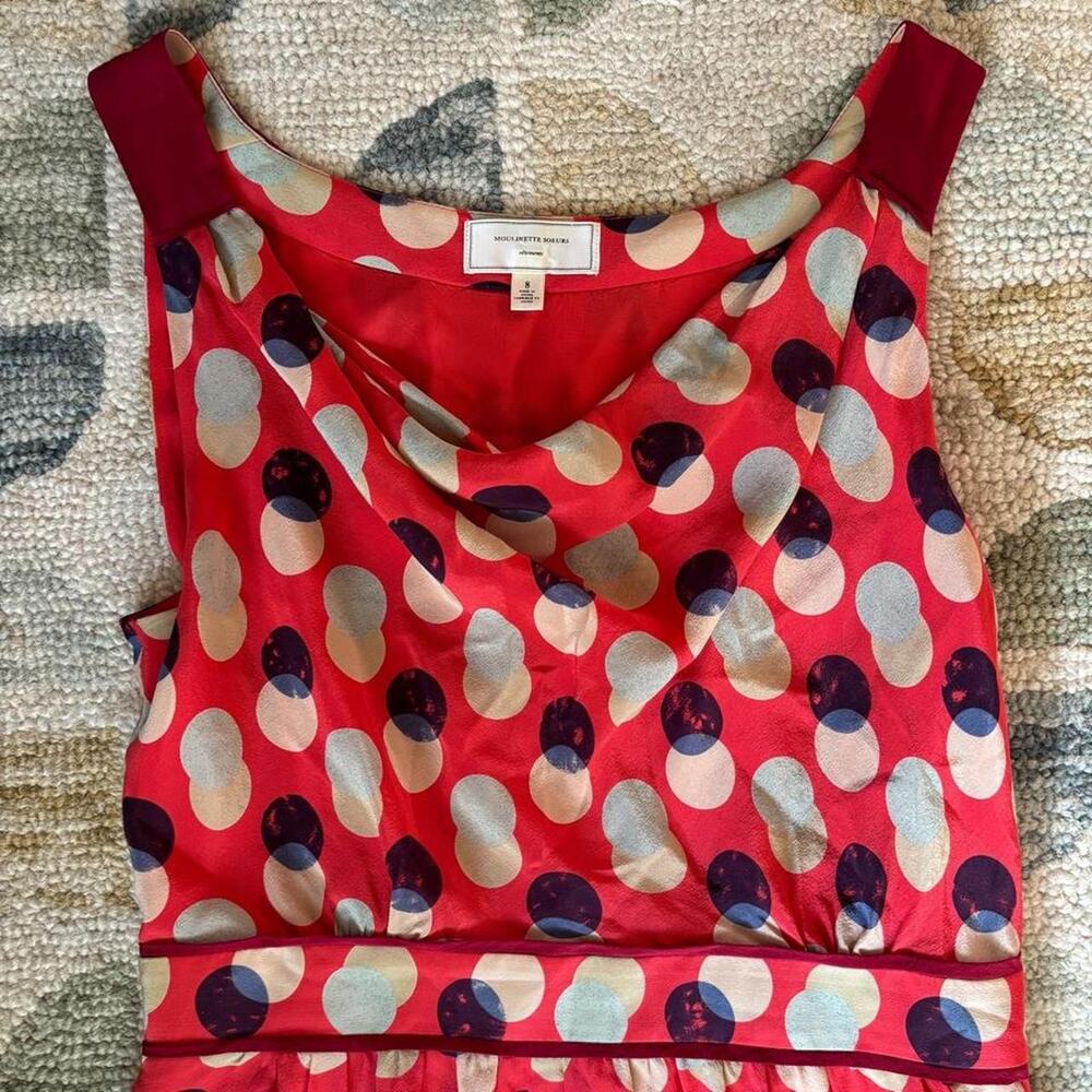Anthropologie Silk Dress Moulinette Soeurs Polka Dot Tomato Girl Euro Wedding - Picture 2 of 8